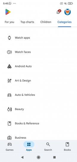 Categorías de apps disponibles en Google Play Store