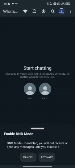 Modo No molestar para WhatsApp en el MOD AeroWhatsApp