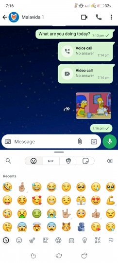 Menú principal de emoticonos de WhatsApp