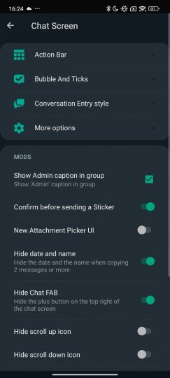 Parámetros para personalizar la pantalla de chat