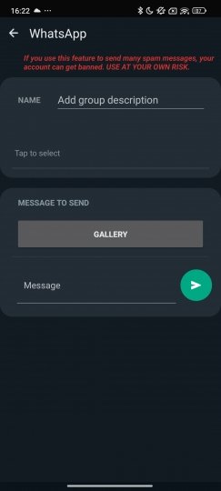 Herramienta de envíos masivos en el MOD de WhatsApp