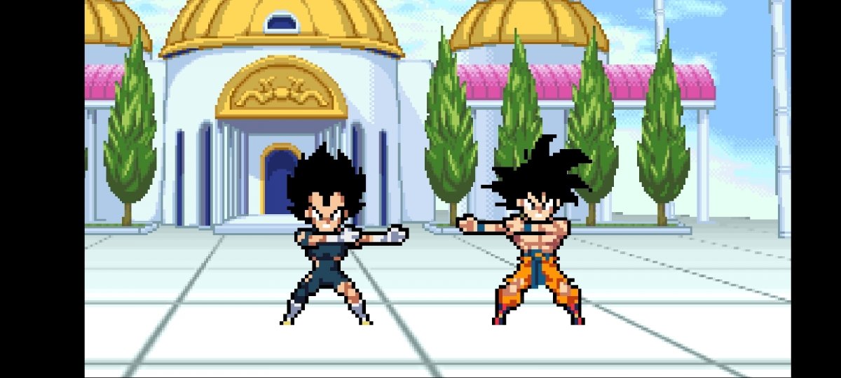 Vegeta y Goku preparándose para hacer la fusión en Z Legends 3