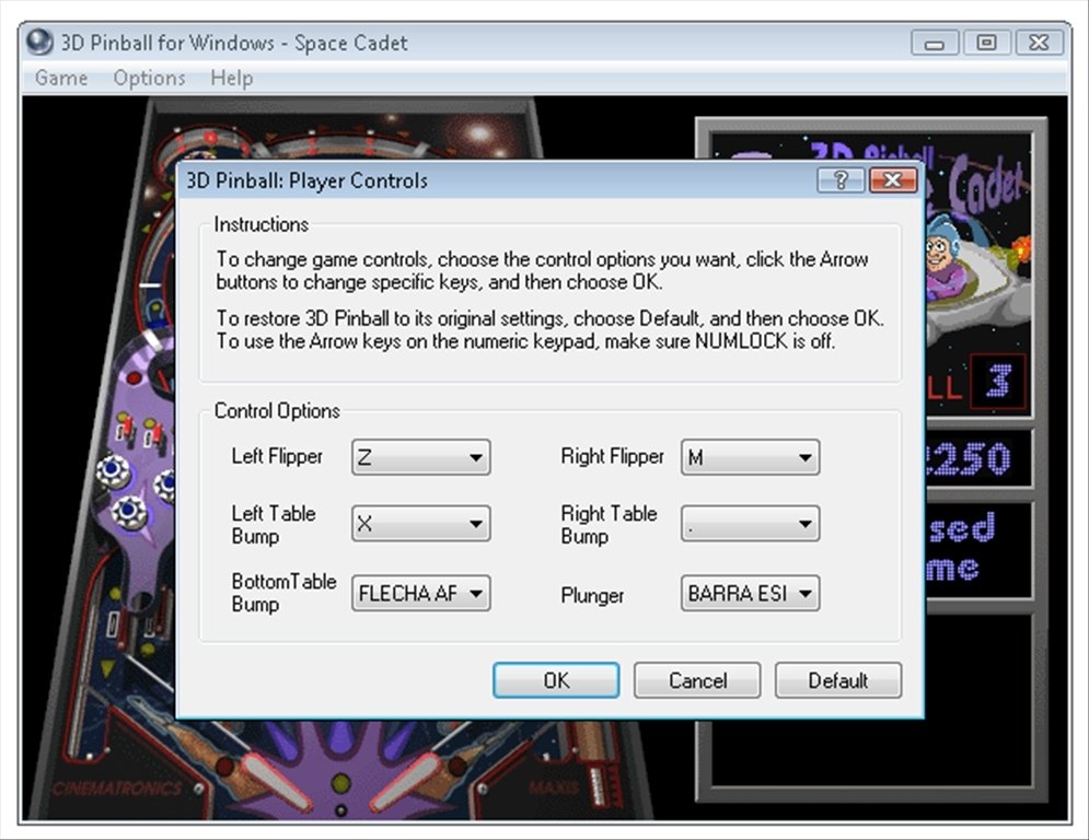 cheat codes for 3d pinball for windows