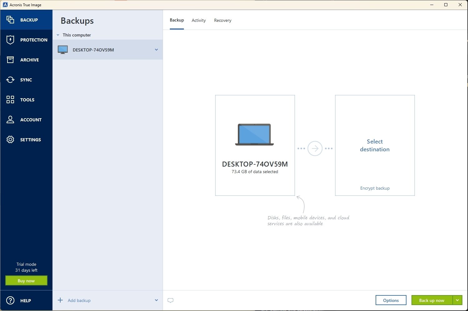 acronis true image wd edition cannot select target disk