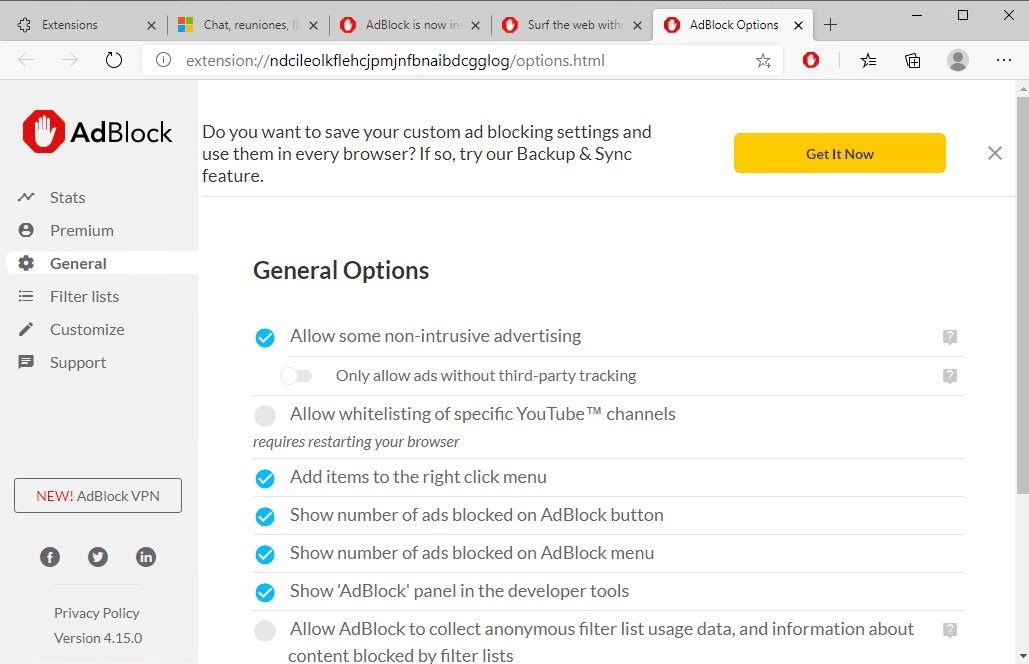 adblock ultimate and gmail