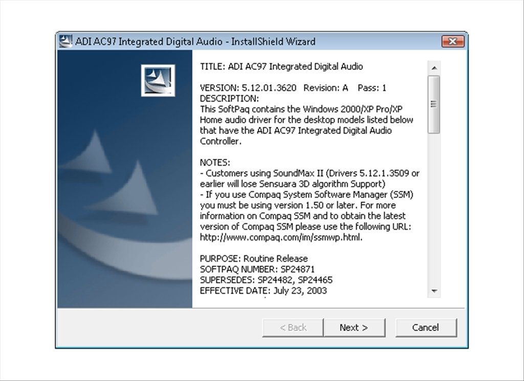 ADI SoundMax AC97 5.12 - Download For PC Free