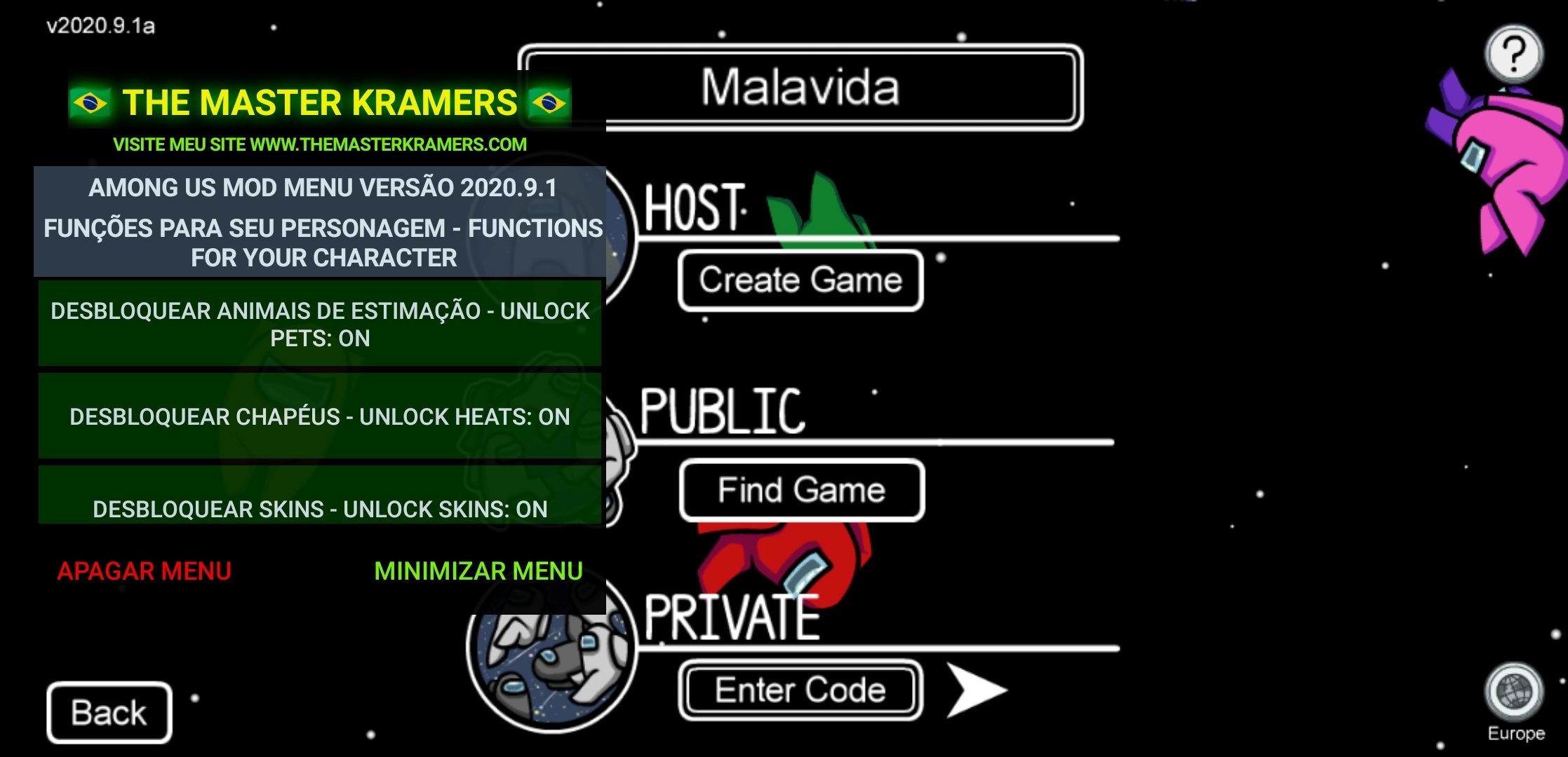 Among Us: Mod menu for online on android