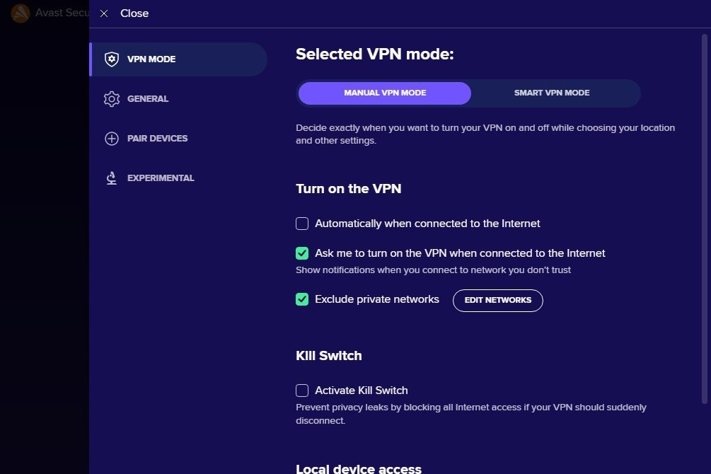 avast secureline vpn not working mobile data