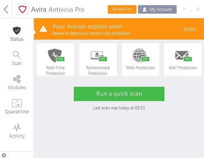 Avira antivirus pro