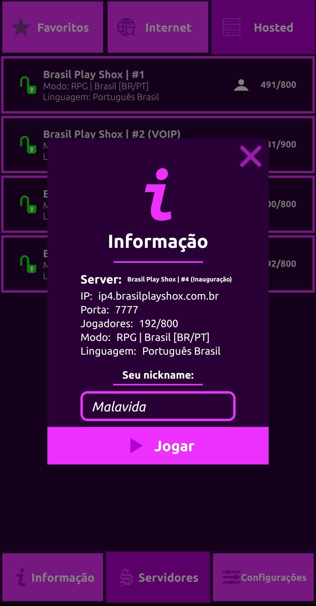 como entrar no server 3 brasil play shox (android 11) 