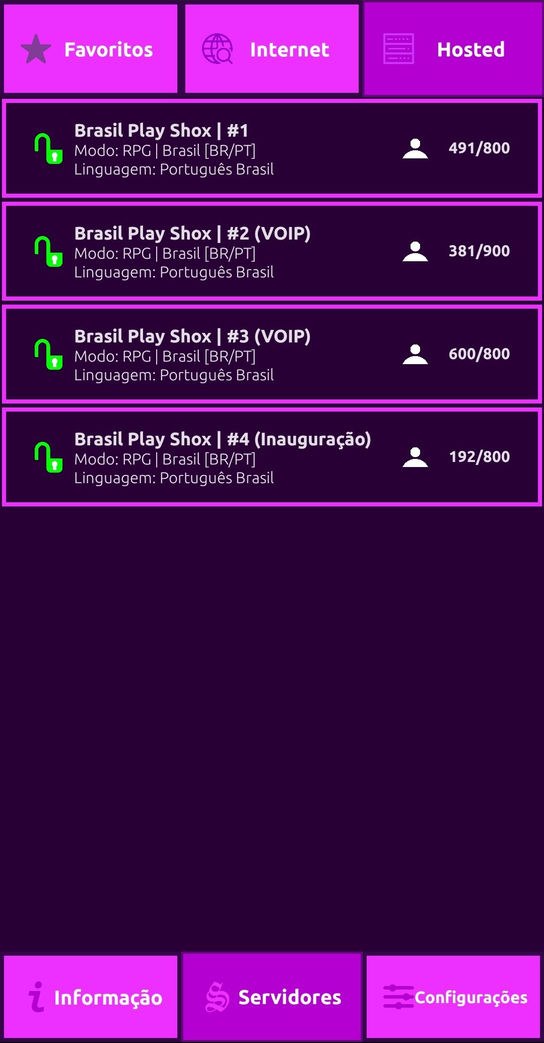 Brasil Play Shox RPG (Servidor 2) [Android/PC]  ip2.brasilplayshox.com.br:7777 — SAMP server info and statistics