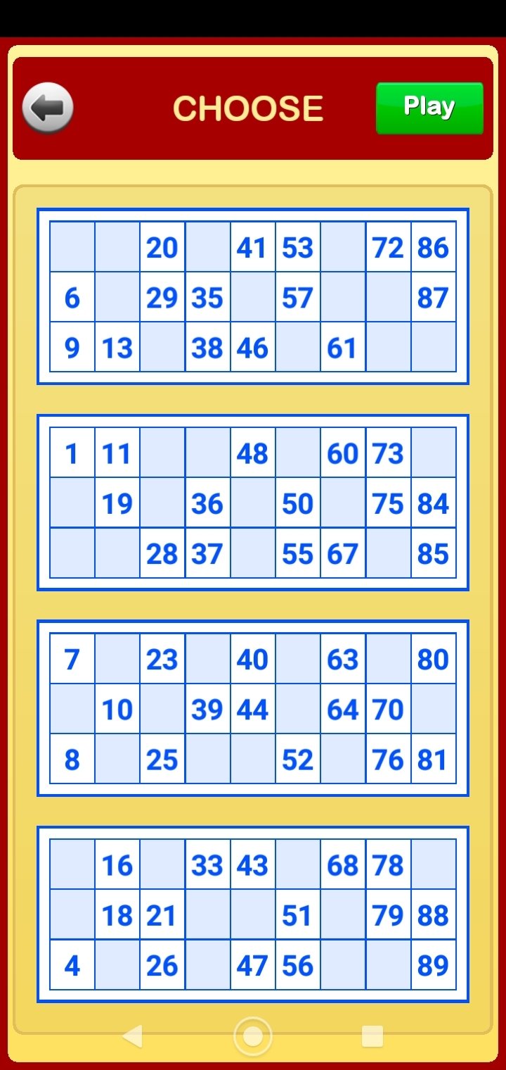 Elegir cartones de Bingo