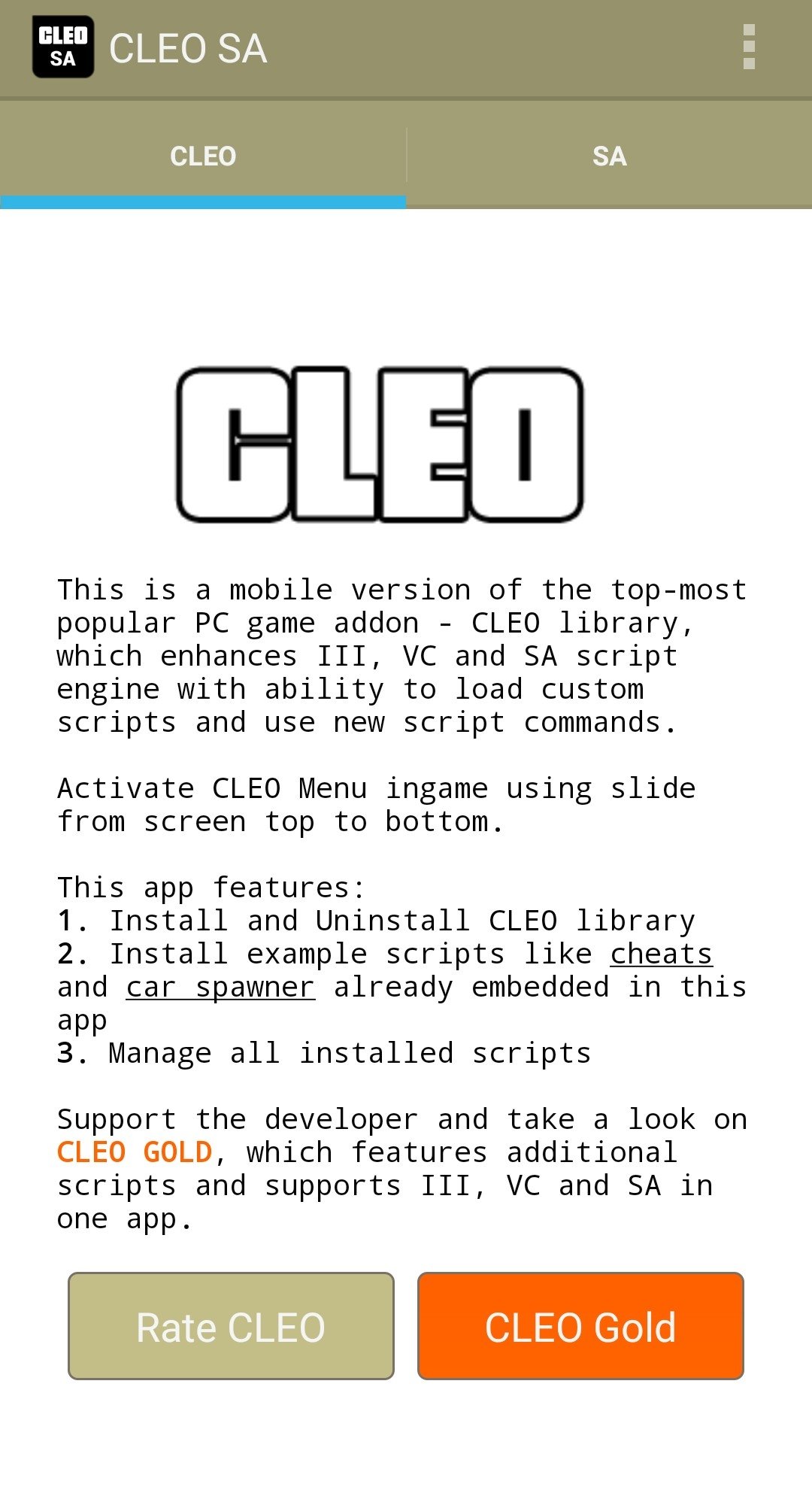 download cleo menu file in gta sa android