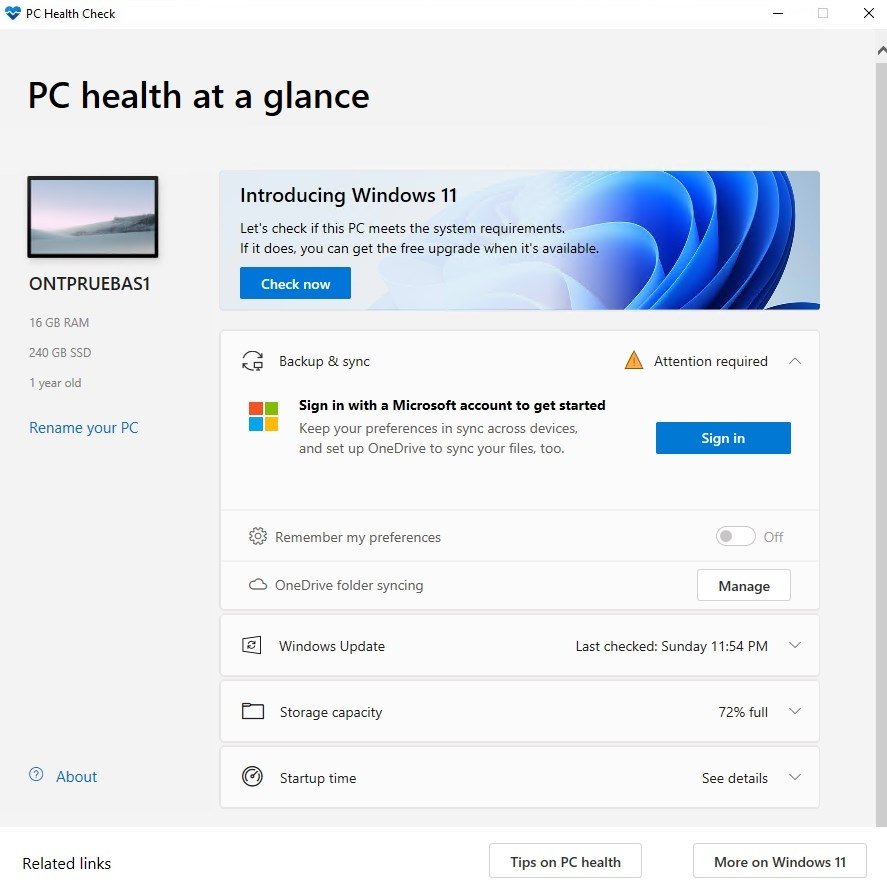 pc health check for windows 10