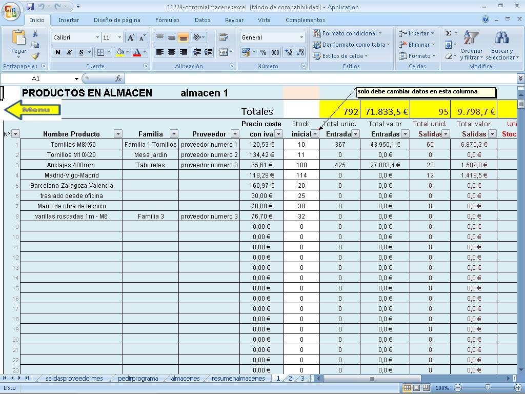 Control varios almacenes Excel Descargar para PC Gratis
