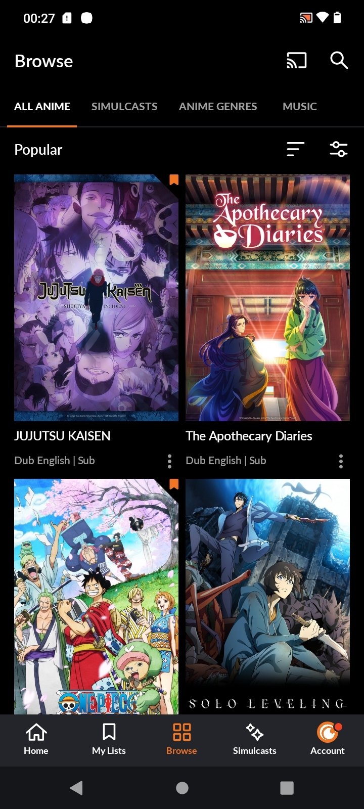 Crunchyroll for Android - Download the APK from Uptodown