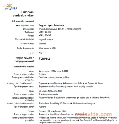 Descargar Curriculum Vitae Europeo Europass para PC Gratis