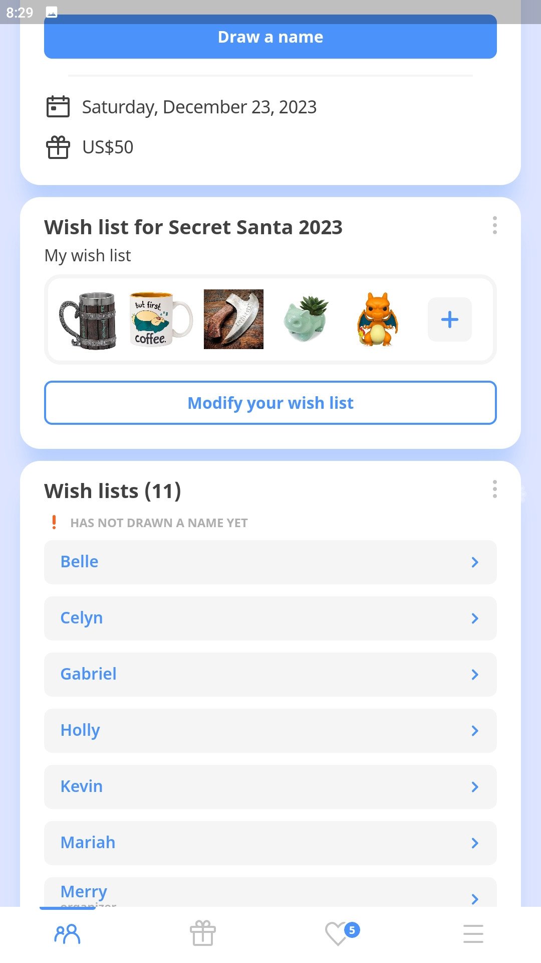 drawnames Secret Santa App | Free Gift Exchange Generator App