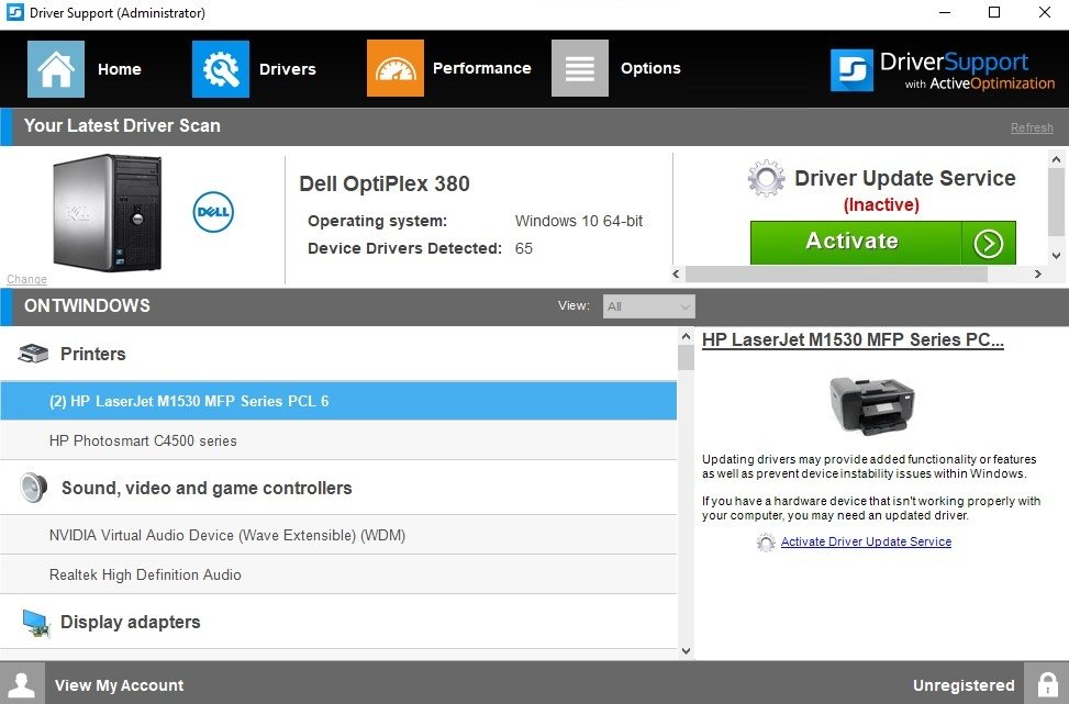 driver support solution menu ex