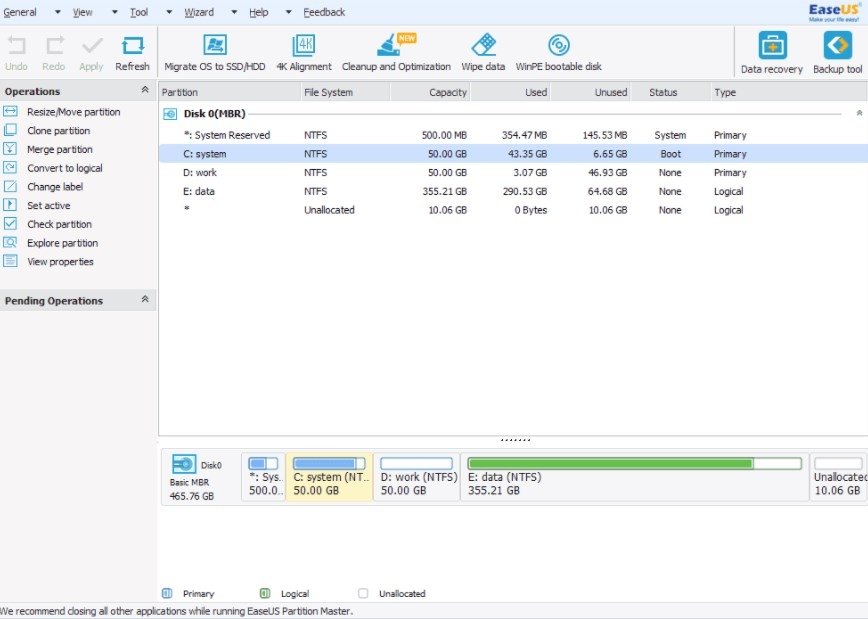 easeus disk manager