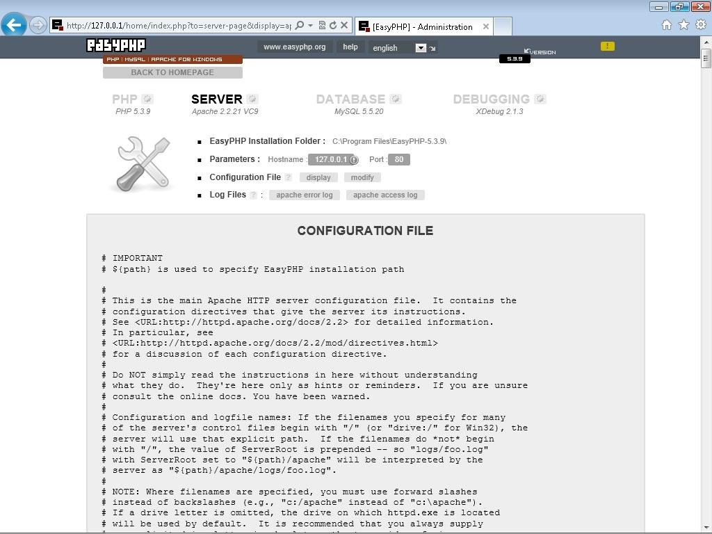 easyphp pour windows 2003 server