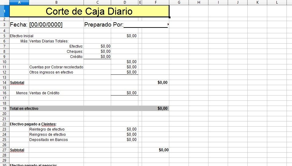 Descargar Excel Cuadre de Caja diario para PC Gratis