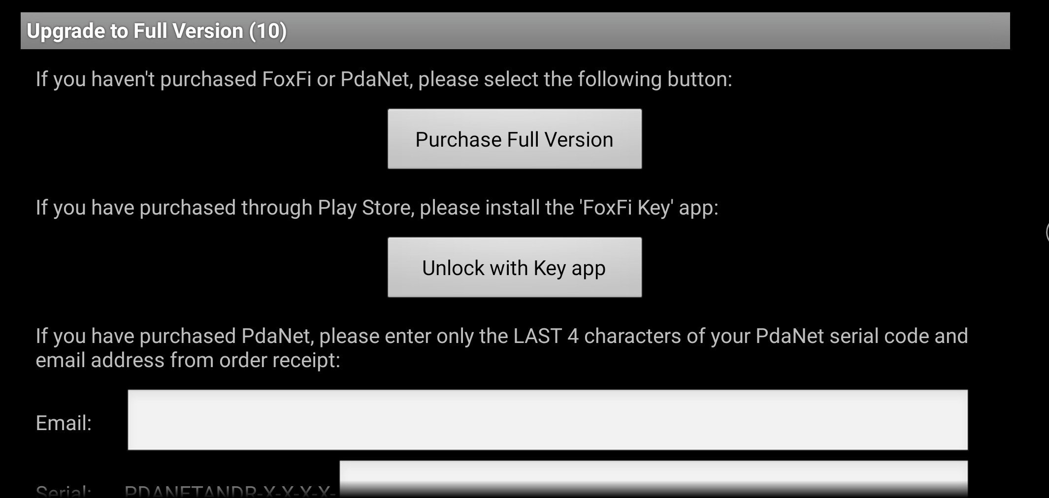 foxfi key apk and android not working