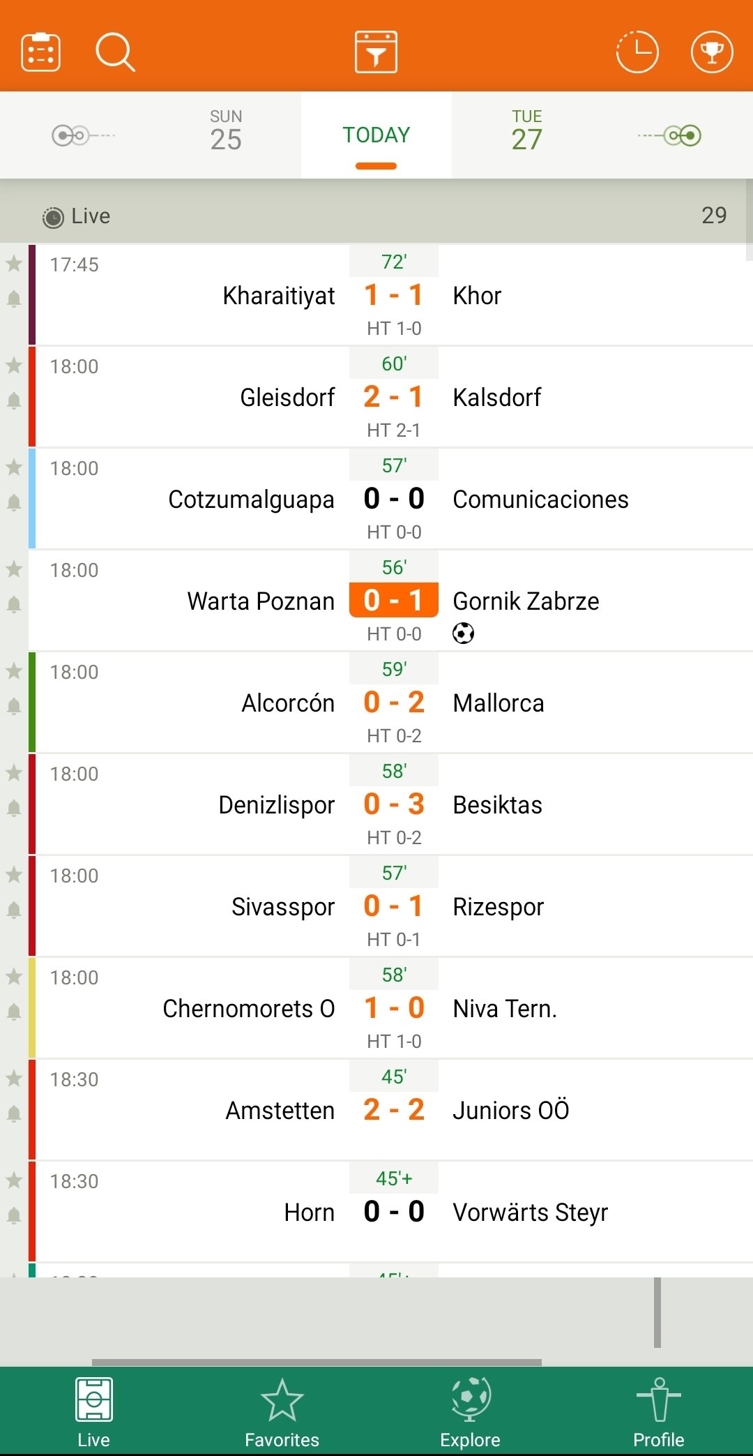 Calcio: Comunicaciones Risultati in diretta, Calendario, Risultati