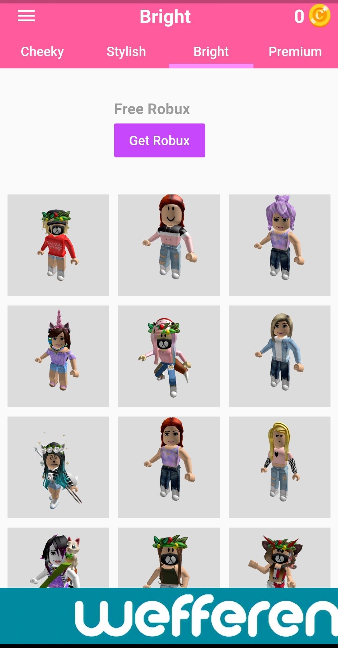 Skin grátis bonita femenina Roblox, o rosto e o cabelo é do pacote de