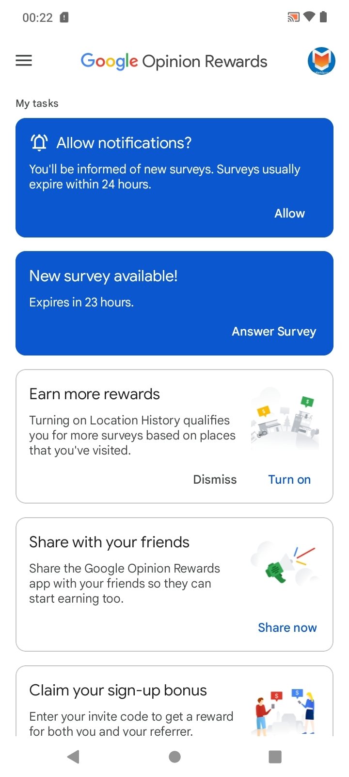 Google Opinion Rewards Android 