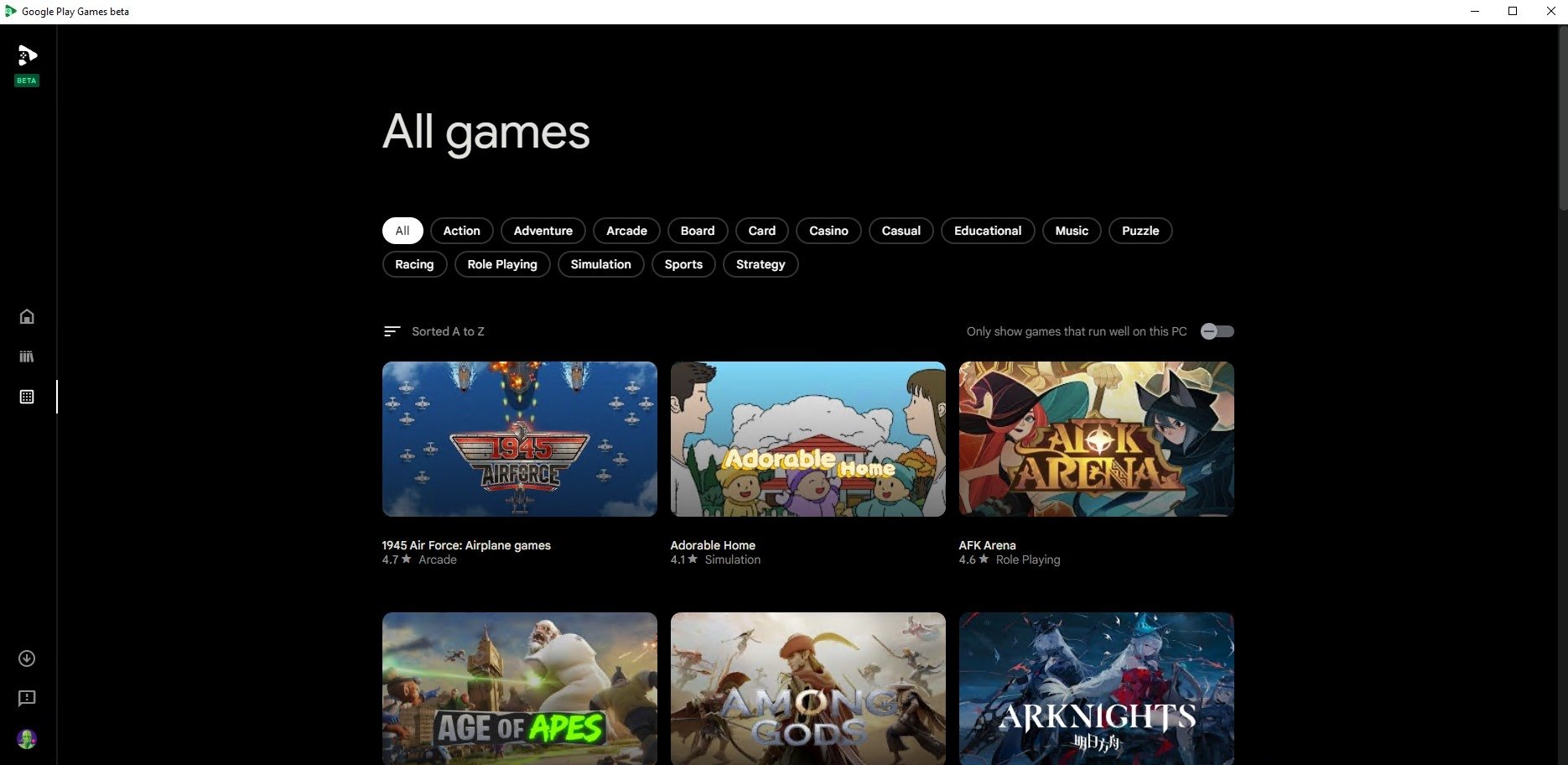 Google Play Games Beta Download on PC