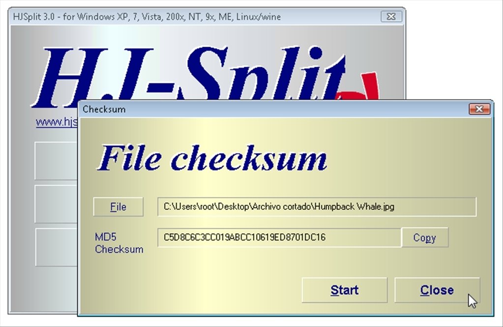 what is checksum in hjsplit