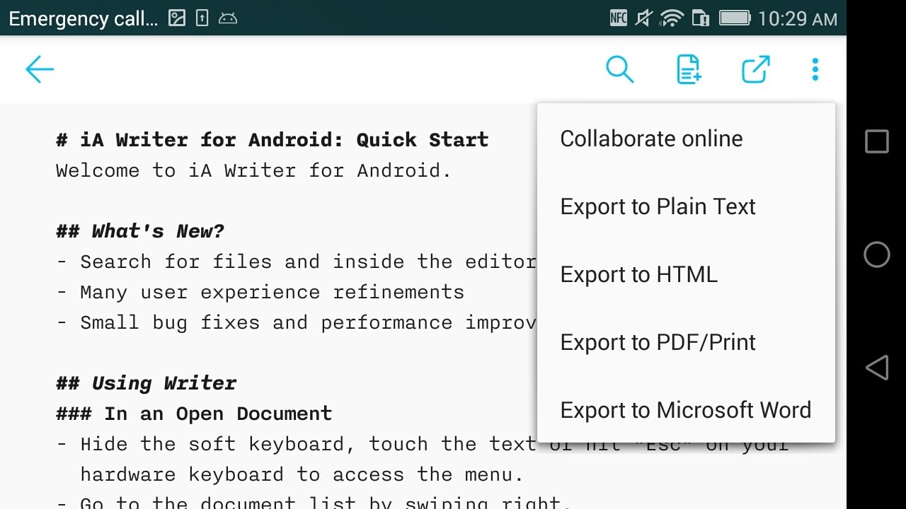 delete all in ia writer android