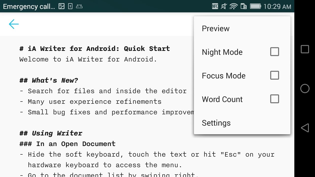 delete all in ia writer android