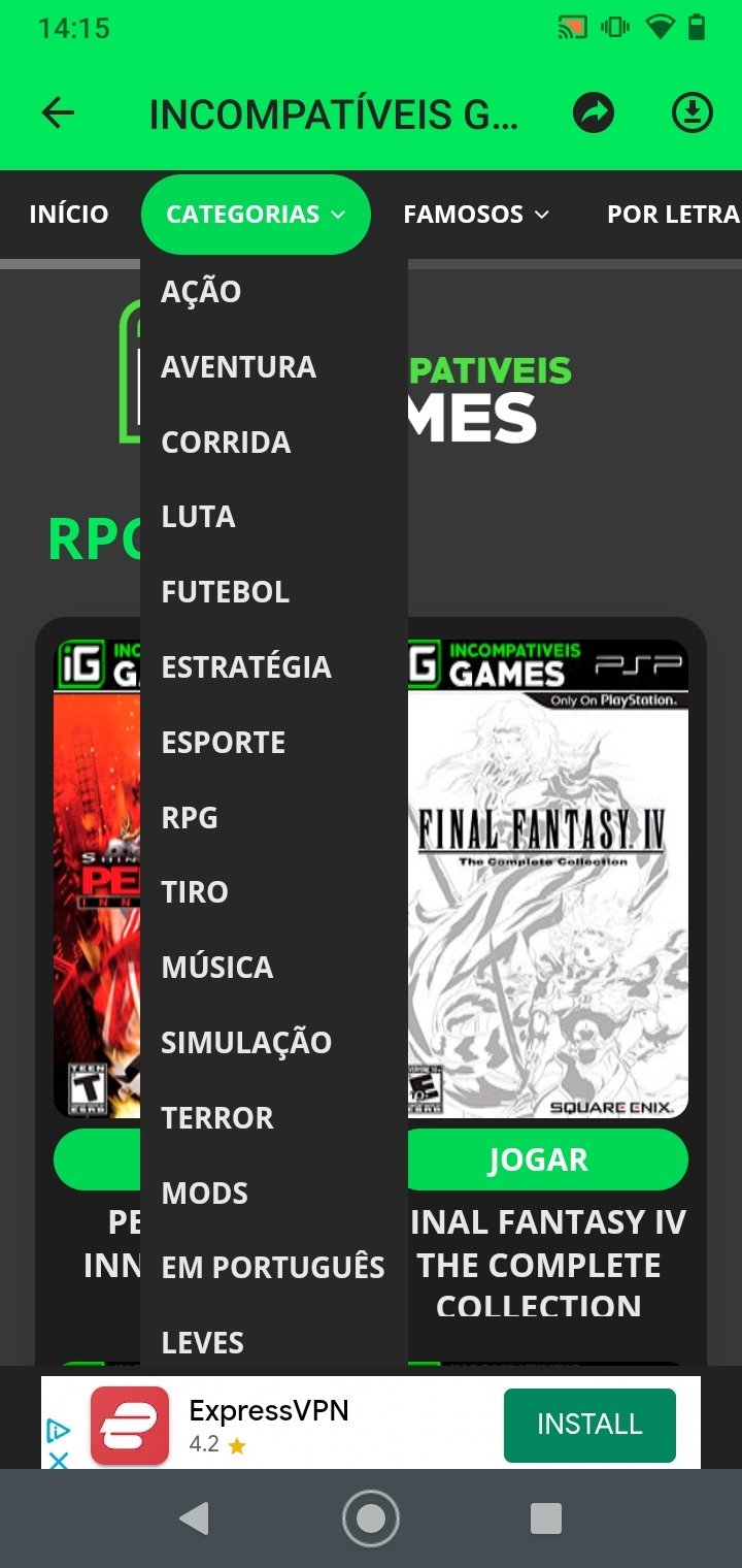 Apps Android no Google Play: Incompatíveis Games
