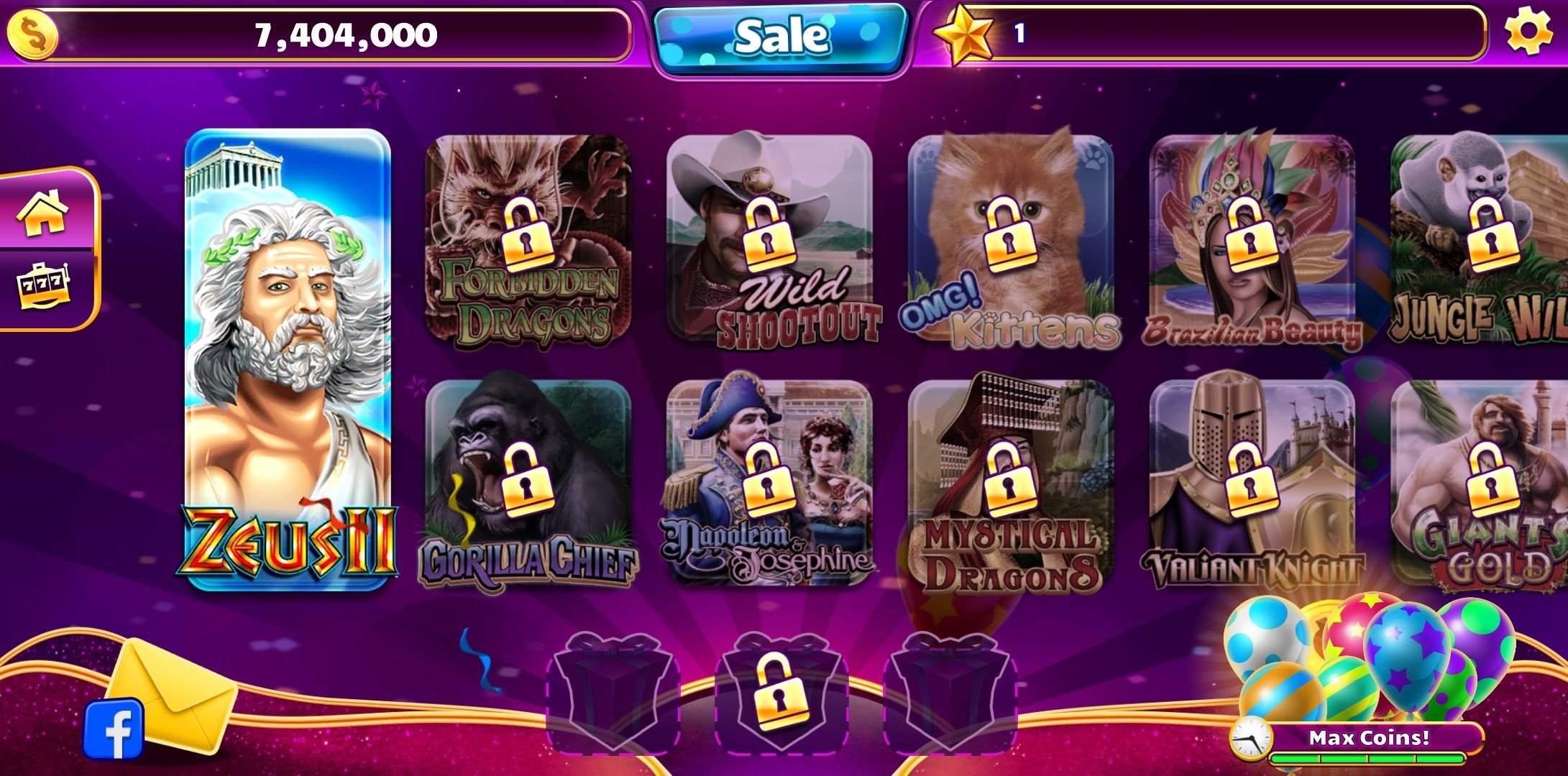 Jackpot Party all slots unlocked