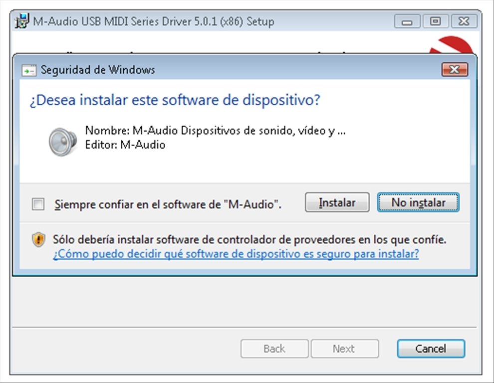 m-audio usb midi driver windows 7