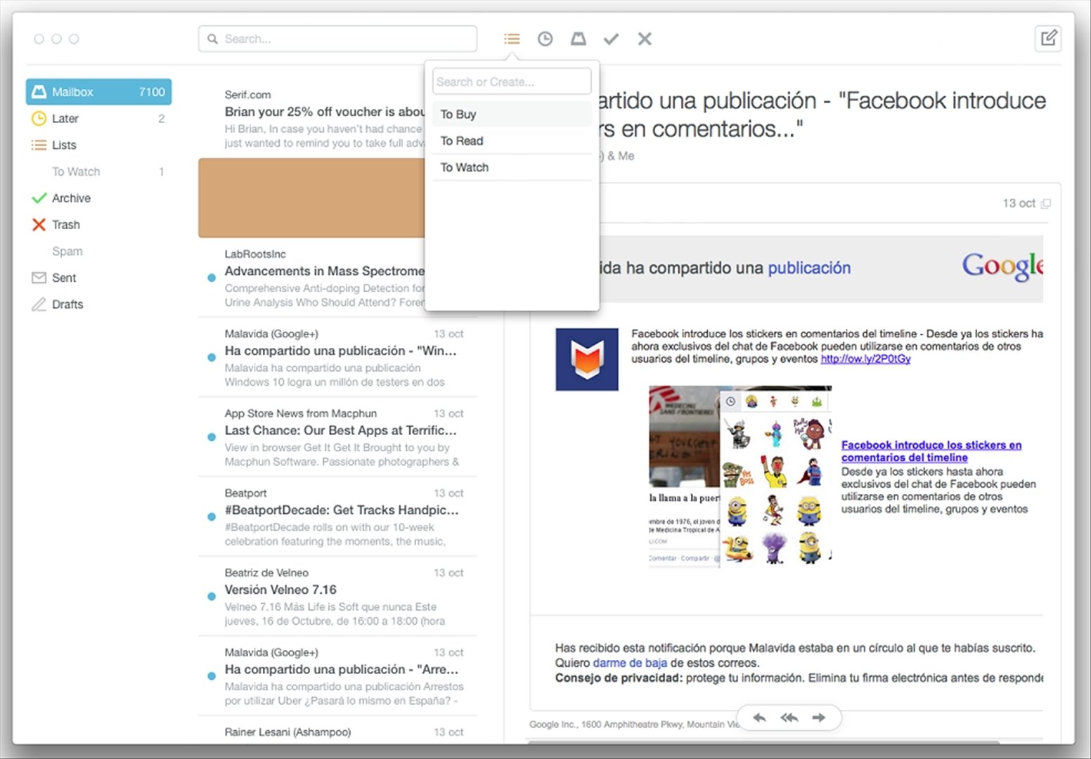 La mejor forma de gestionar gmail para mac.