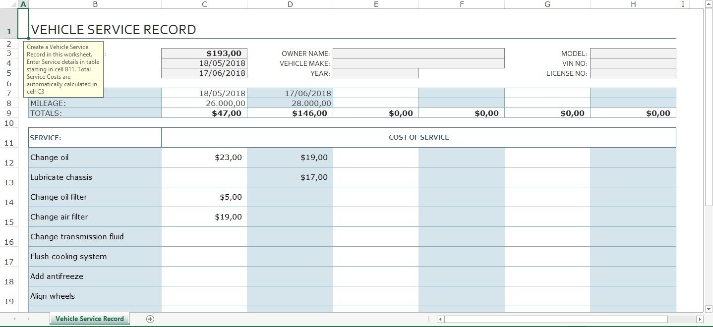 Fahrzeugwartungsheft Excel Download Fur Pc Kostenlos
