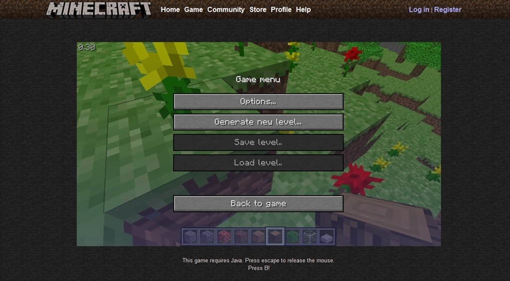 Minecraft Classic in a browser version for free