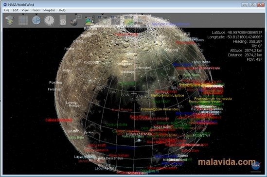 nasa world wind maximum coordinate values