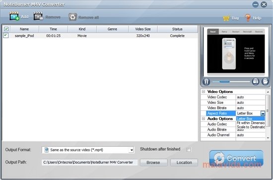 noteburner m4v converter must open video in hdcp window