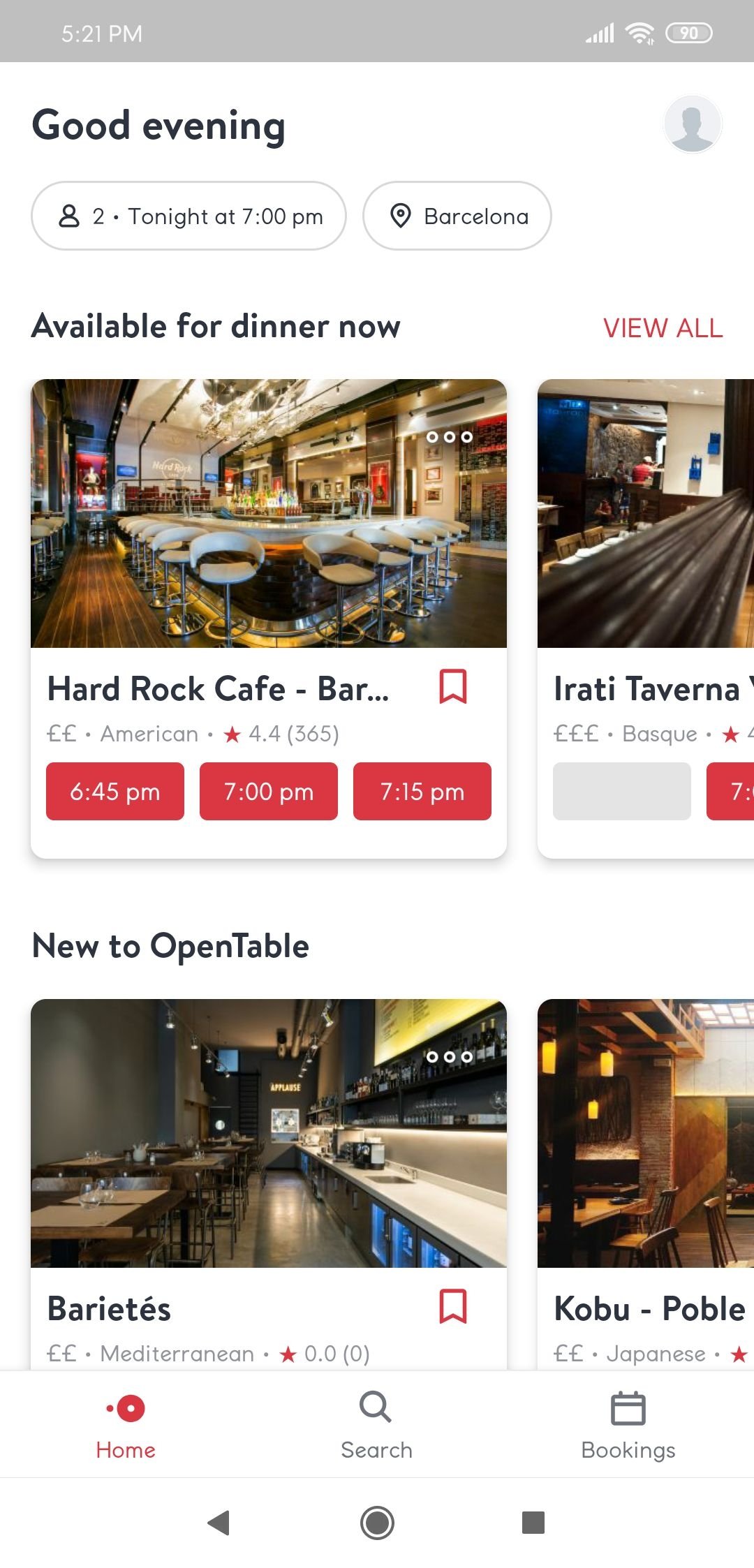 OpenTable Android 