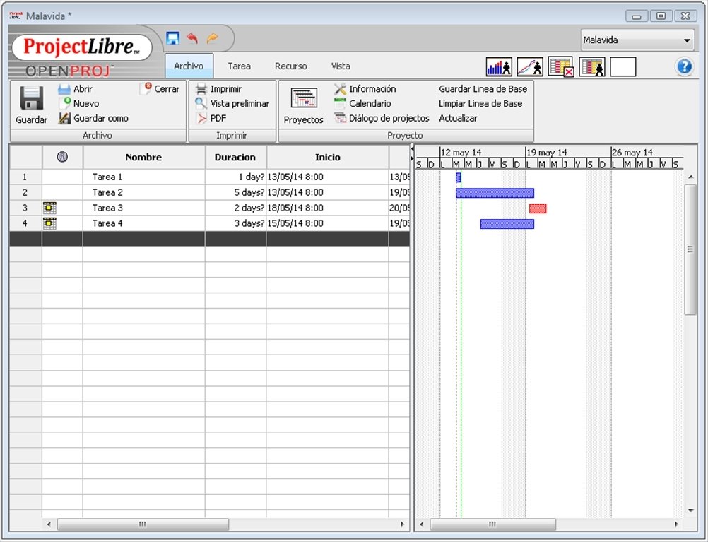 projectlibre gantt slow osx