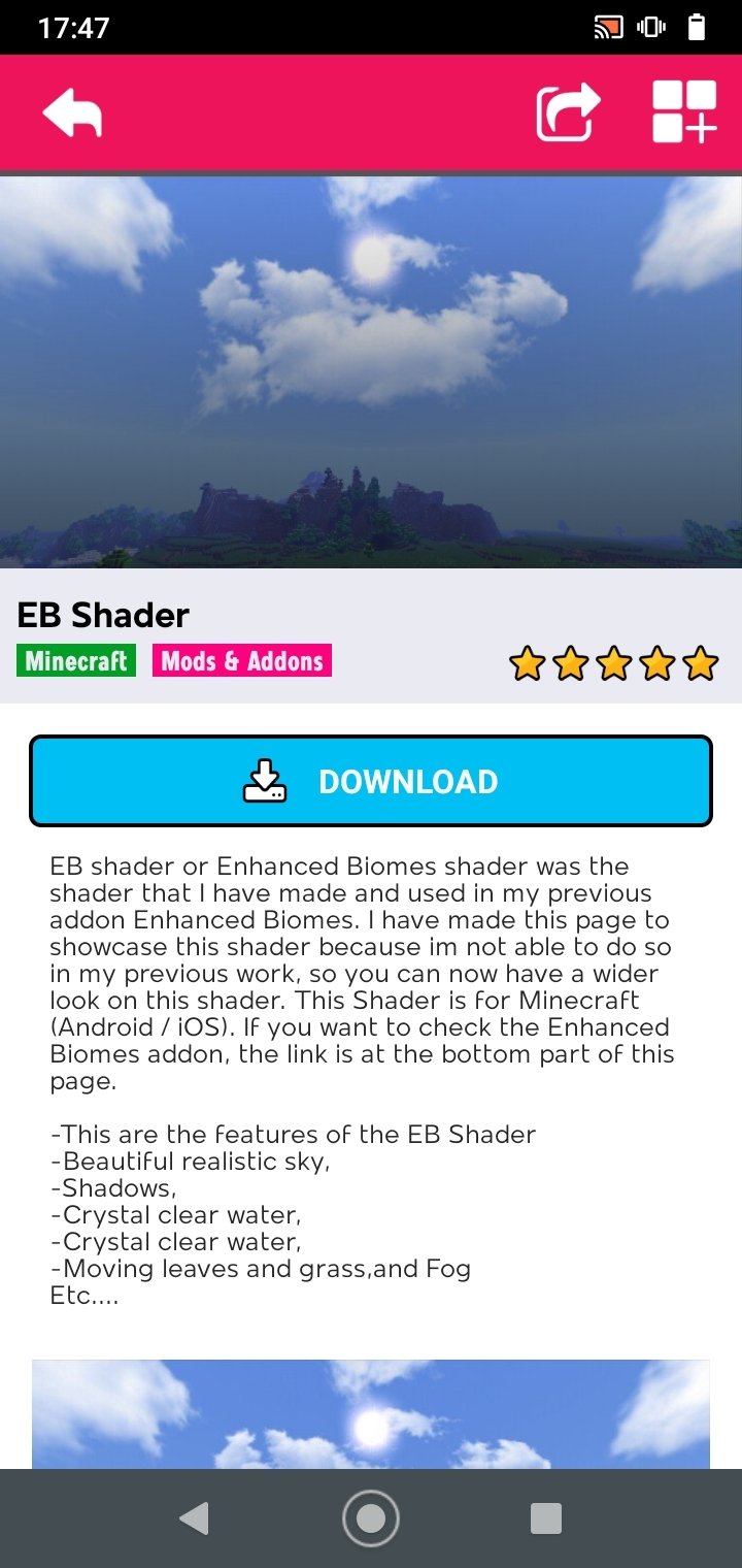 Shaders Minecraft mod APK pour Android Télécharger