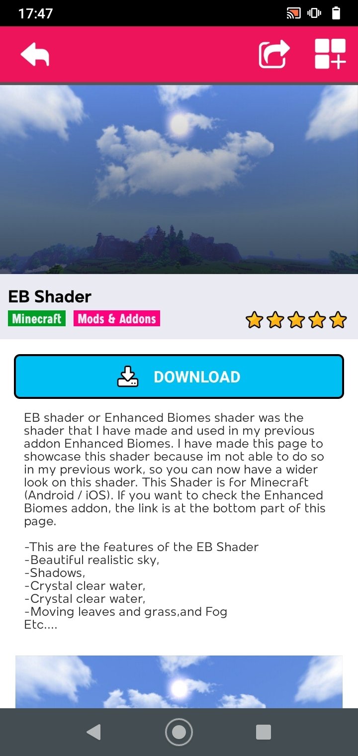 Realistic Shader Mod Minecraft for Android - Download
