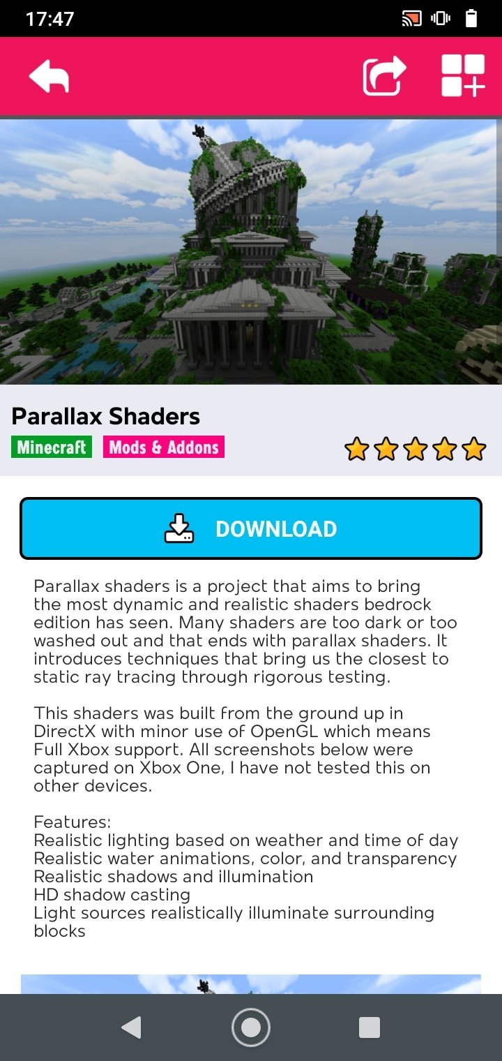 Realistic Shader Mod 1.9.2 - Скачать для Android APK бесплатно