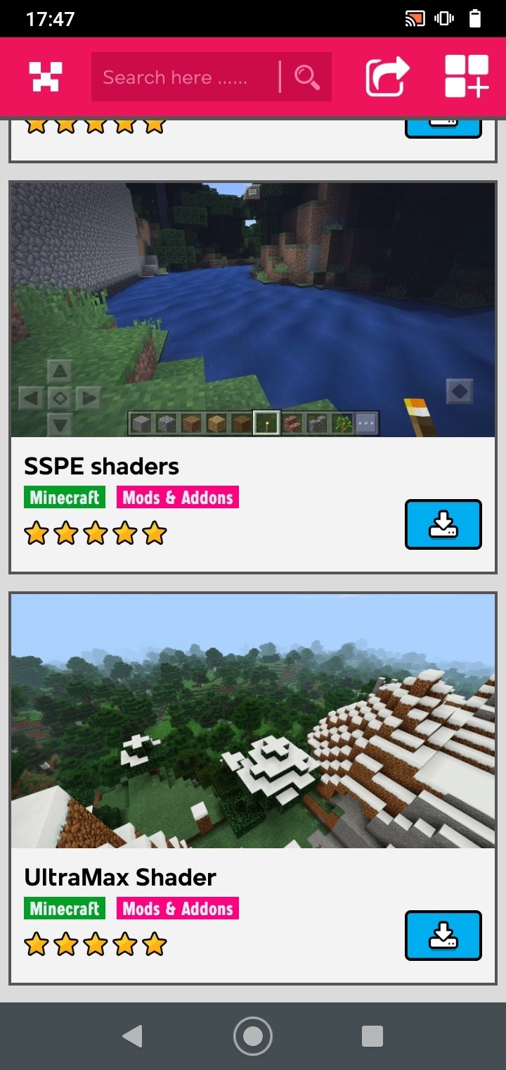 Realistic shaders for Minecraft Pocket Edition APK para Android