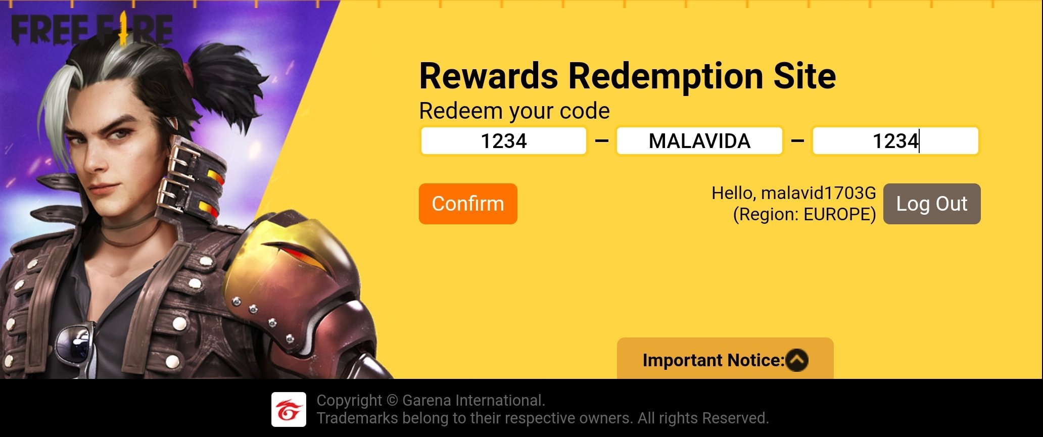 Free Fire (Free Fire Max) redeem code today: New rewards, how to redeem the  codes on ff.garena.com