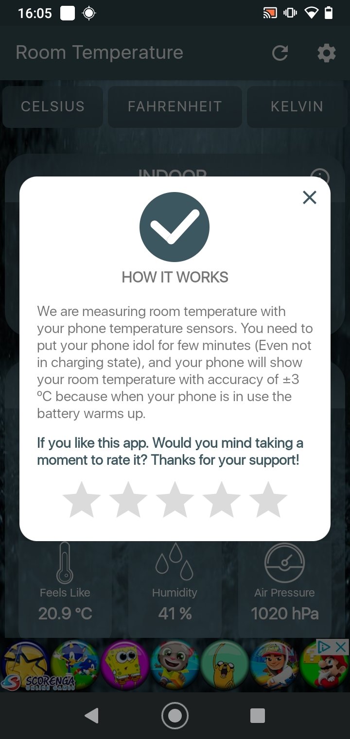 Room Temperature Thermometer App